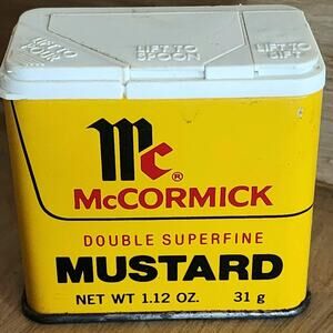 McCormick Mustard Tin Metal W/ Plastic Top Vintage Advertising See Pic.